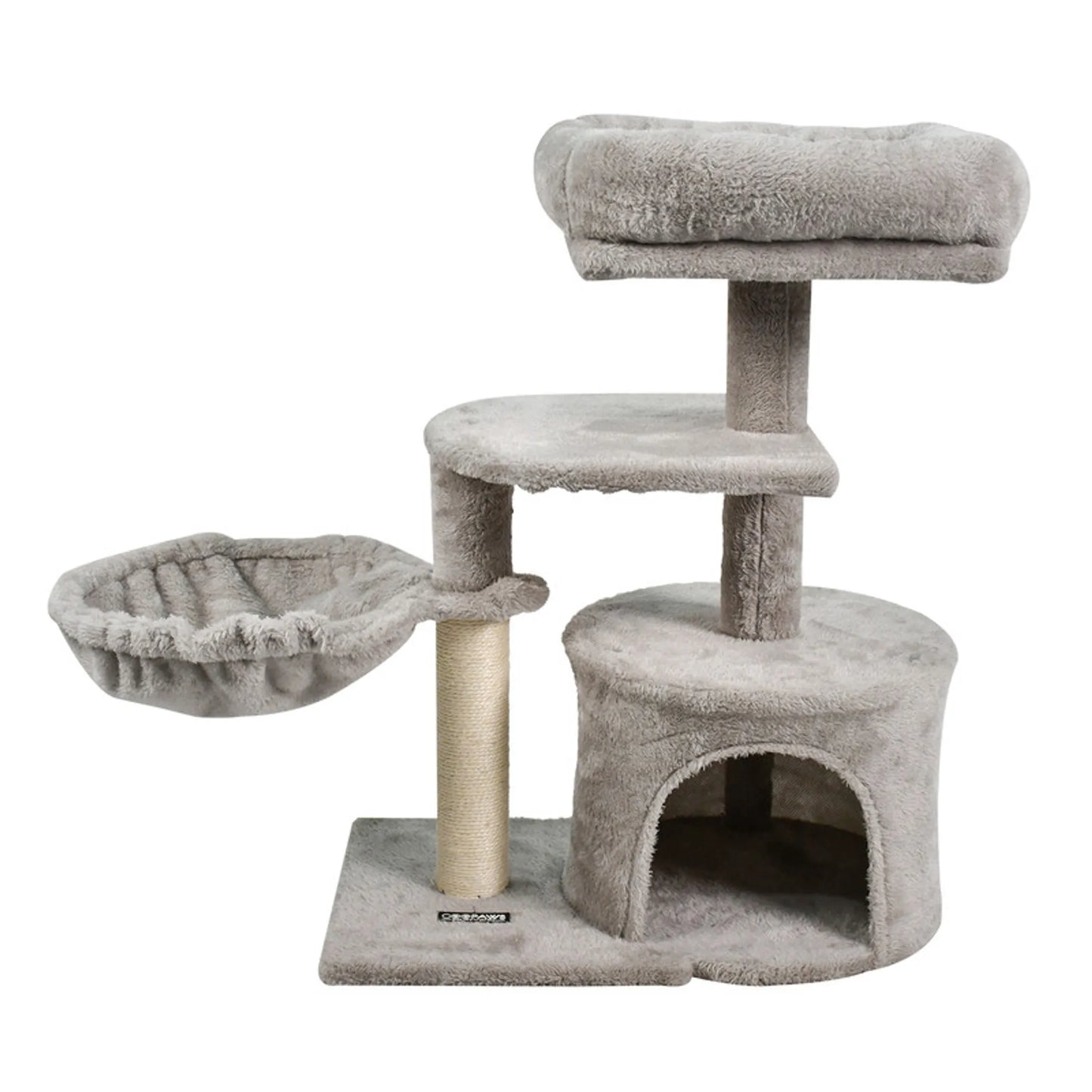 GOOPAWS Multi-Level 57-in Faux Fur Cat Tree & Condo with Hammock