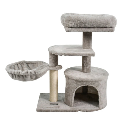 GOOPAWS Multi-Level 57-in Faux Fur Cat Tree & Condo with Hammock