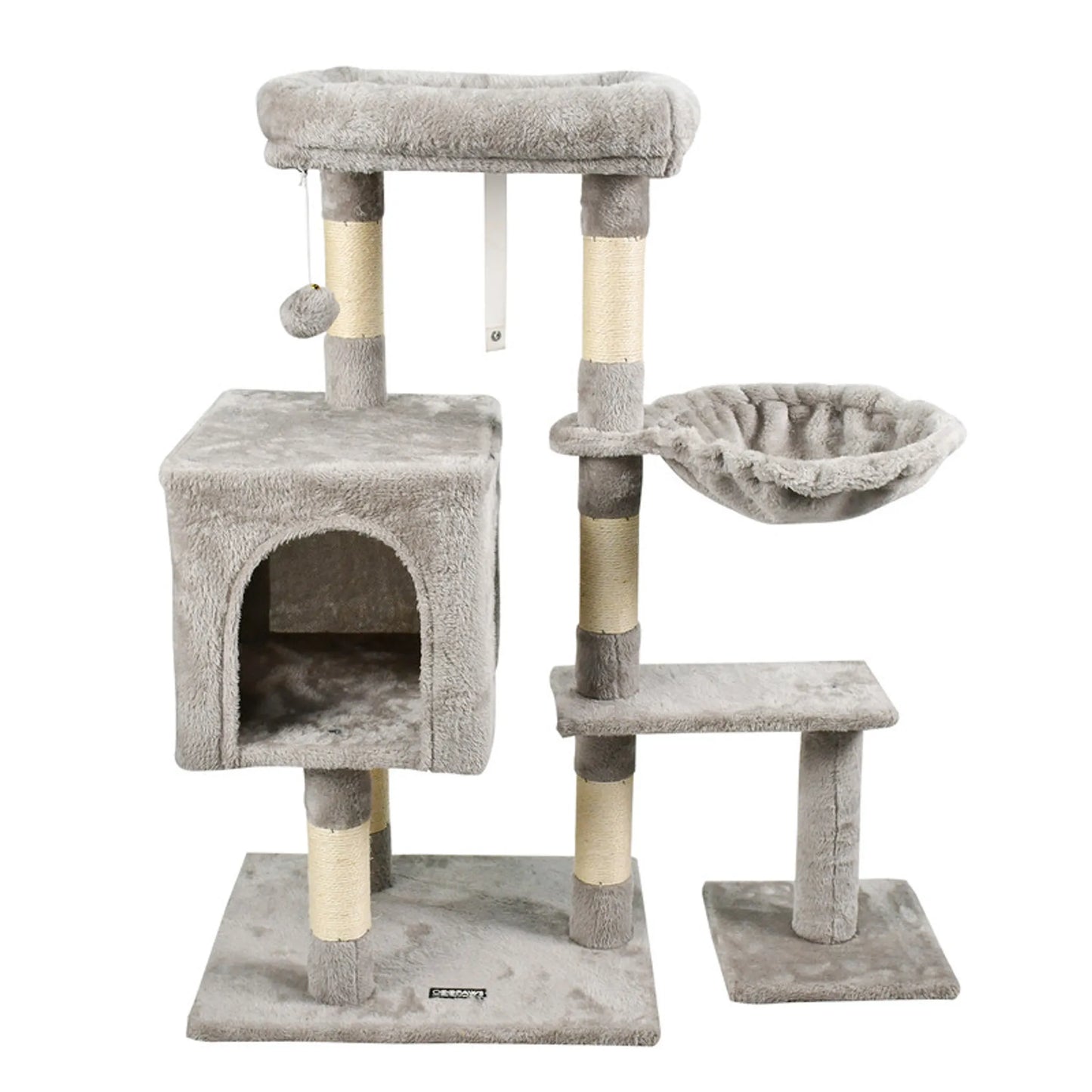 GOOPAWS 37" Faux Fur Cat Tree &amp; Condo with Basket