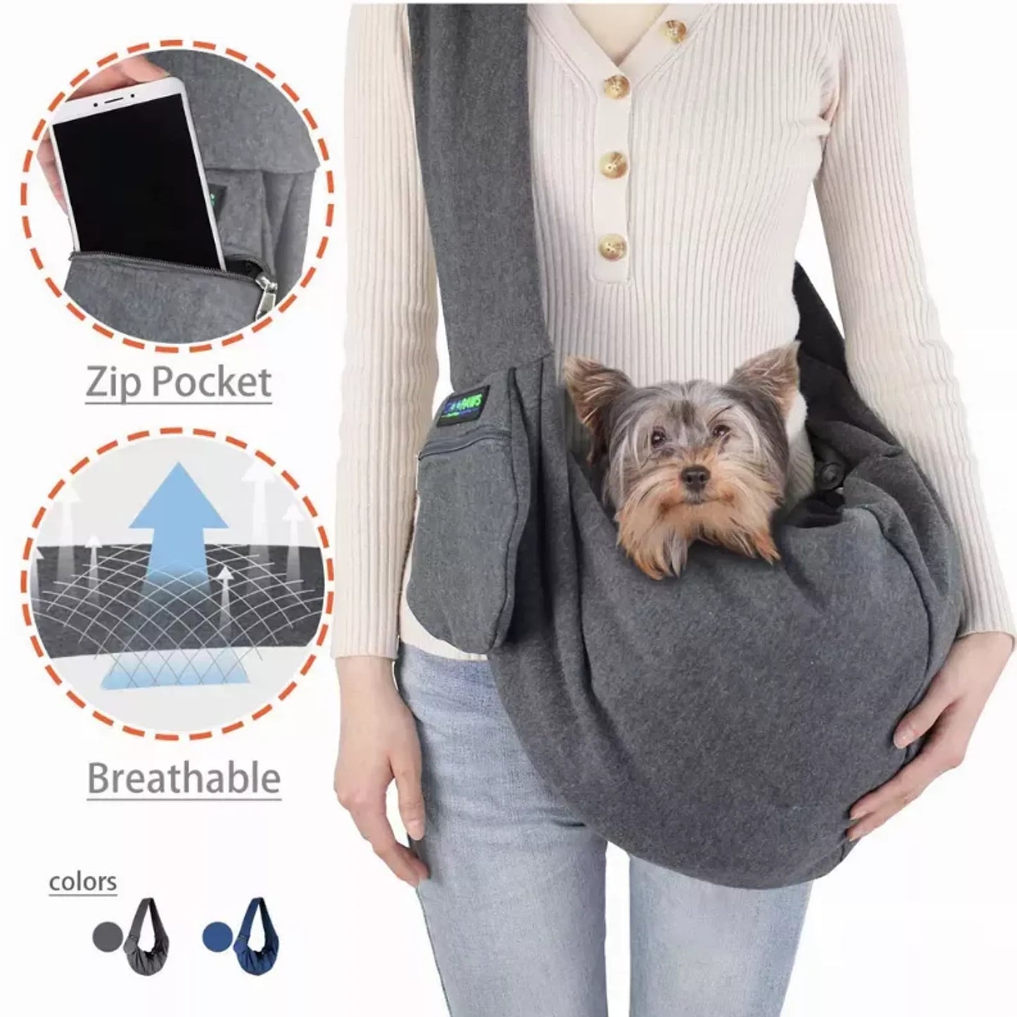 JESPET Comfy Pet Sling for Small Dog Cat, Hand Free Bag.