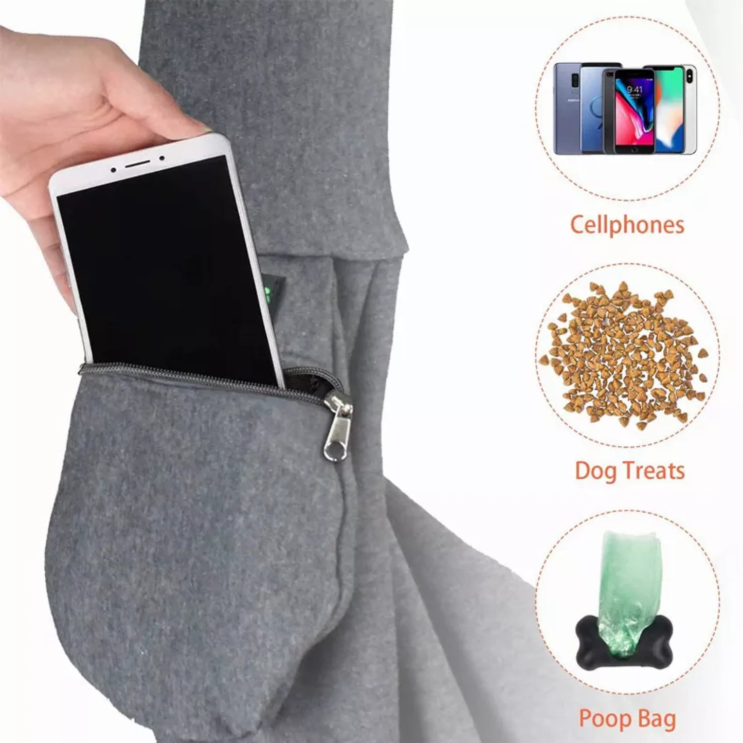 JESPET Comfy Pet Sling for Small Dog Cat, Hand Free Bag.