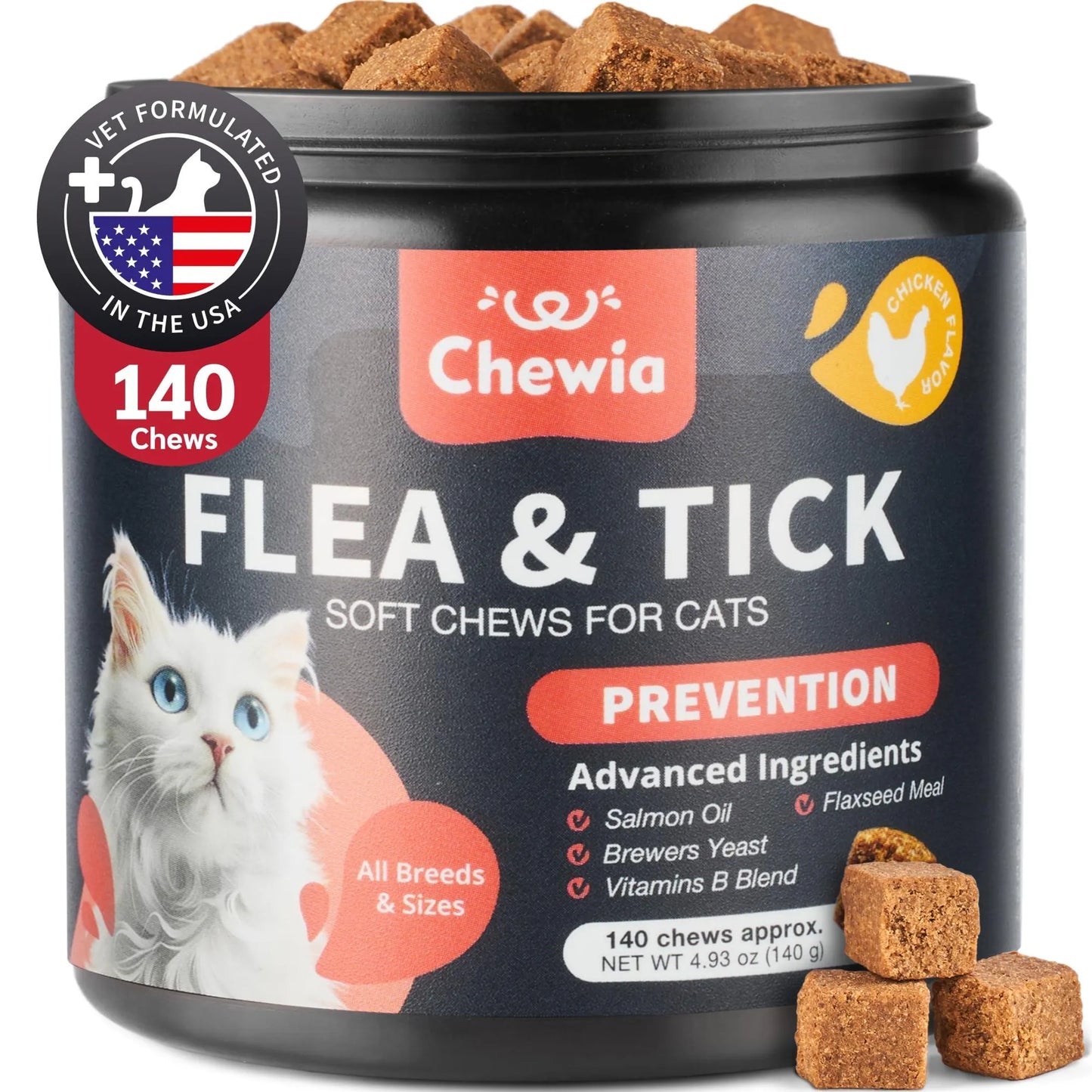 Natural Flea & Tick Protection Chews for Cats