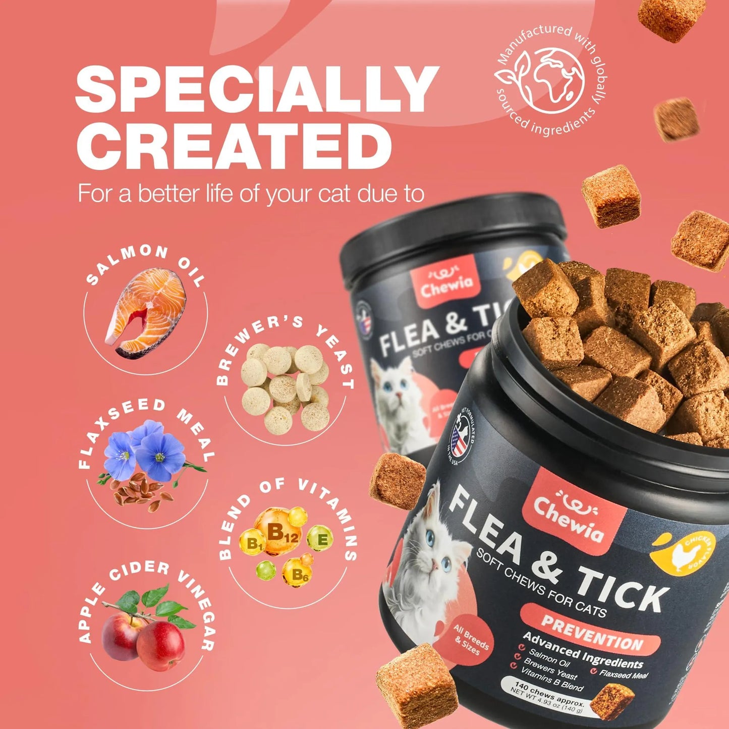 Natural Flea & Tick Protection Chews for Cats