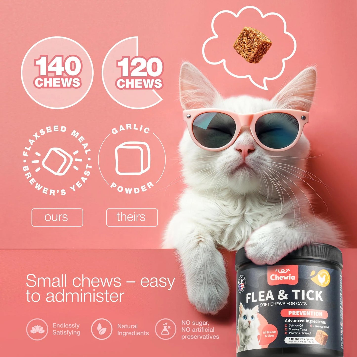 Natural Flea & Tick Protection Chews for Cats