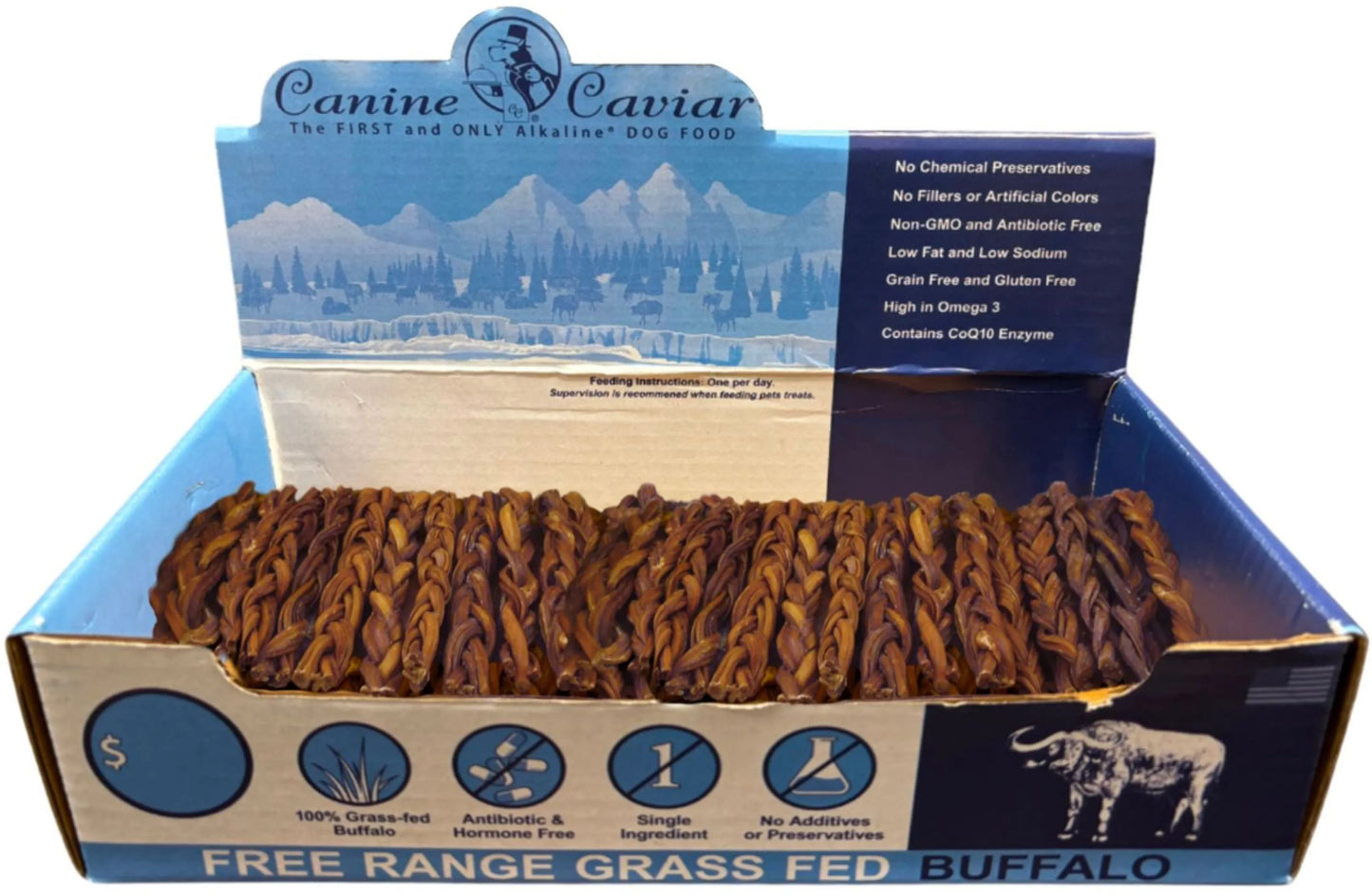 Canine Caviar Buffalo Stix Braided Treats – 12”