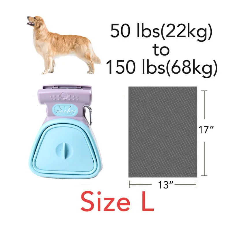 Pelle à excréments pliable pour chien avec 1 rouleau de sacs décomposables, ramasse-excréments propre.