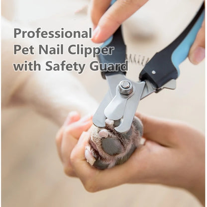 Coupe-ongles professionnel pour animaux de compagnie avec garde de sécurité Ciseaux en acier inoxydable pour chiens et chats pour le soin des griffes Fournitures de toilettage Taille unique