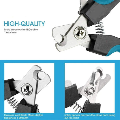 Coupe-ongles professionnel pour animaux de compagnie avec garde de sécurité Ciseaux en acier inoxydable pour chiens et chats pour le soin des griffes Fournitures de toilettage Taille unique