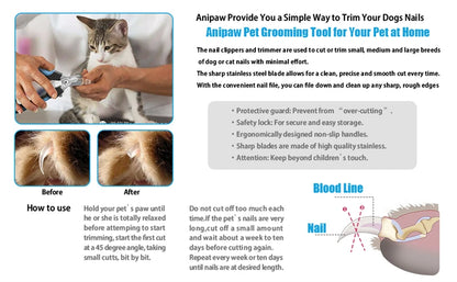 Coupe-ongles professionnel pour animaux de compagnie avec garde de sécurité Ciseaux en acier inoxydable pour chiens et chats pour le soin des griffes Fournitures de toilettage Taille unique