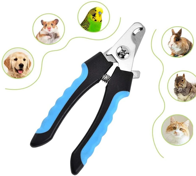 Coupe-ongles professionnel pour animaux de compagnie avec garde de sécurité Ciseaux en acier inoxydable pour chiens et chats pour le soin des griffes Fournitures de toilettage Taille unique