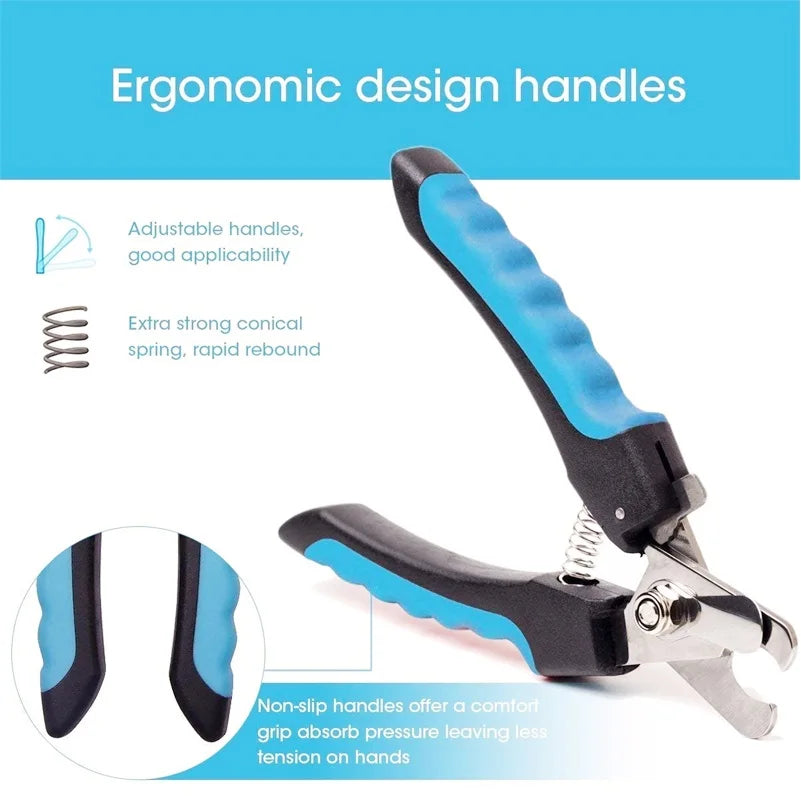 Coupe-ongles professionnel pour animaux de compagnie avec garde de sécurité Ciseaux en acier inoxydable pour chiens et chats pour le soin des griffes Fournitures de toilettage Taille unique