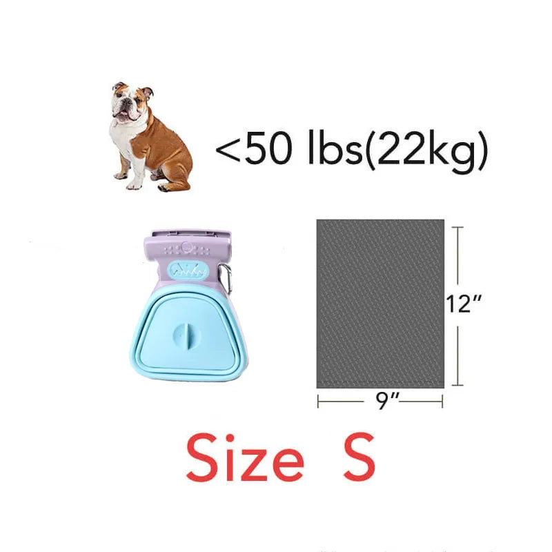 Pelle à excréments pliable pour chien avec 1 rouleau de sacs décomposables, ramasse-excréments propre.
