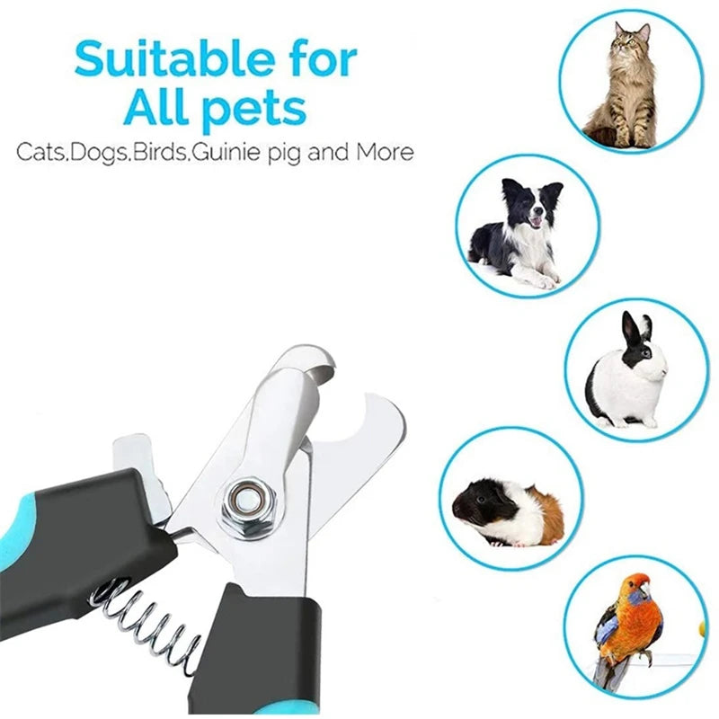 Coupe-ongles professionnel pour animaux de compagnie avec garde de sécurité Ciseaux en acier inoxydable pour chiens et chats pour le soin des griffes Fournitures de toilettage Taille unique