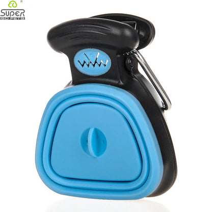 Pelle à excréments pliable pour chien avec 1 rouleau de sacs décomposables, ramasse-excréments propre.