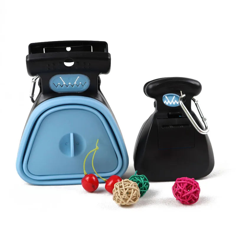 Pelle à excréments pliable pour chien avec 1 rouleau de sacs décomposables, ramasse-excréments propre.