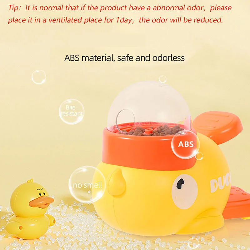 Distributeur interactif de friandises en forme de canard jaune pour chat, jouet d'entraînement durable en plastique pour chien, puzzle, mangeoire lente, jouet de divertissement pour chien.