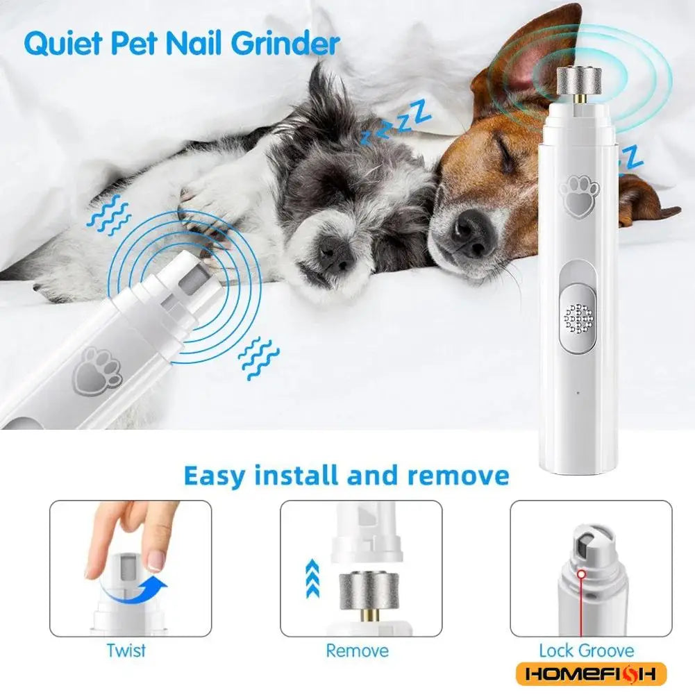 Coupe-ongles électrique pour chiens, tondeuse à ongles rechargeable par USB, sans douleur, avec meuleuse pour petits et grands animaux de compagnie