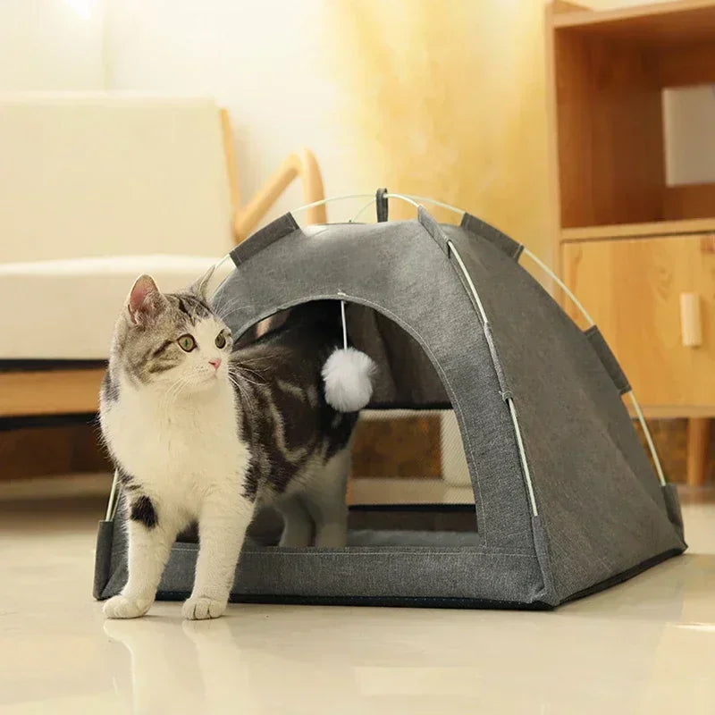 Lit Tente pour Animaux de Compagnie, Canapé-lit Amovible pour Chat, Panier en Toile, Maison Semi-fermée pour Chat, Grotte pour Chien, Lit de Couchage pour Chat pour la Décoration de la Chambre, Fournitures pour Animaux de Compagnie