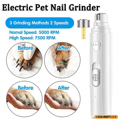 Coupe-ongles électrique pour chiens, tondeuse à ongles rechargeable par USB, sans douleur, avec meuleuse pour petits et grands animaux de compagnie