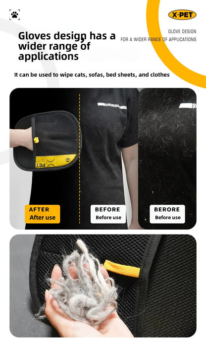 2 in 1 Pet Hair Removal Mitts for Cats Dogs Electrostatic Grooming Glove