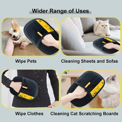 2 in 1 Pet Hair Removal Mitts for Cats Dogs Electrostatic Grooming Glove