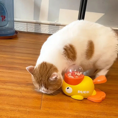 Distributeur interactif de friandises en forme de canard jaune pour chat, jouet d'entraînement durable en plastique pour chien, puzzle, mangeoire lente, jouet de divertissement pour chien.