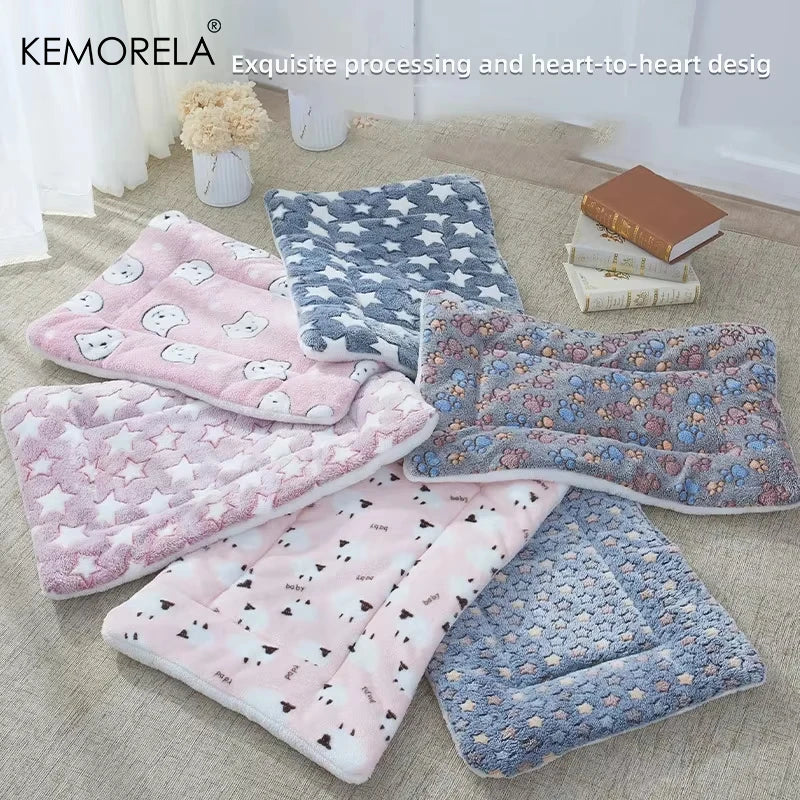 KEMORELA Tapis de couchage en flanelle pour animaux de compagnie, lit pour chien, hiver, chiot, canapé, matelas, coussin pour petits et grands chiens, couverture, fournitures pour animaux de compagnie