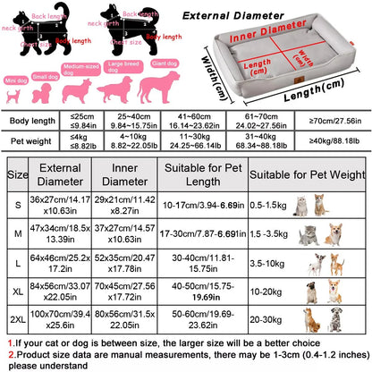 Lit pour chien carré Four Season pour grand chien, matelas résistant aux morsures, lit pour chat, lit pour chien épais et doux, canapé imperméable, maison pour animaux de compagnie