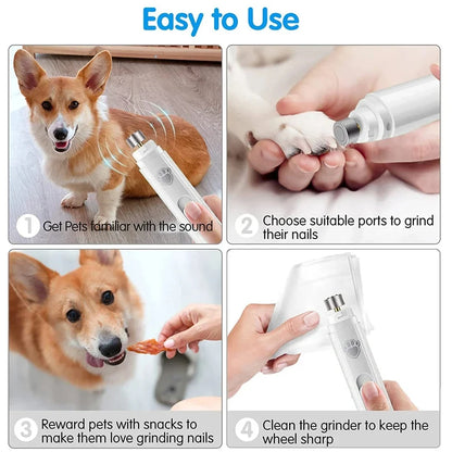 Coupe-ongles électrique pour chiens, tondeuse à ongles rechargeable par USB, sans douleur, avec meuleuse pour petits et grands animaux de compagnie