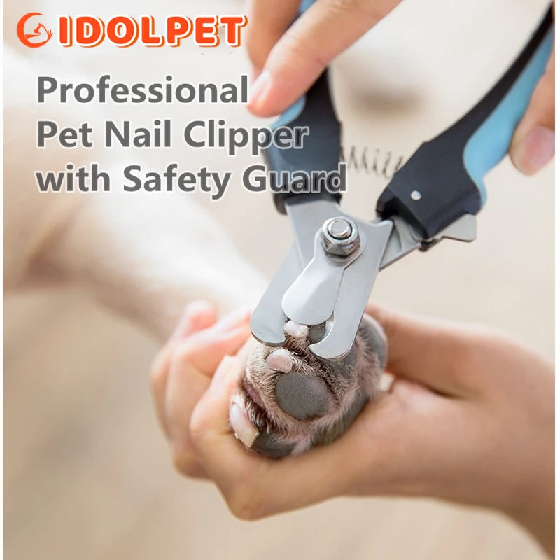 Coupe-ongles professionnel pour animaux de compagnie avec garde de sécurité Ciseaux en acier inoxydable pour chiens et chats pour le soin des griffes Fournitures de toilettage Taille unique