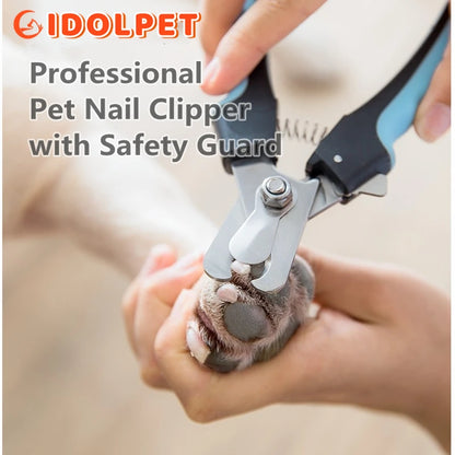 Coupe-ongles professionnel pour animaux de compagnie avec garde de sécurité Ciseaux en acier inoxydable pour chiens et chats pour le soin des griffes Fournitures de toilettage Taille unique