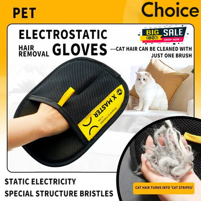 2 in 1 Pet Hair Removal Mitts for Cats Dogs Electrostatic Grooming Glove