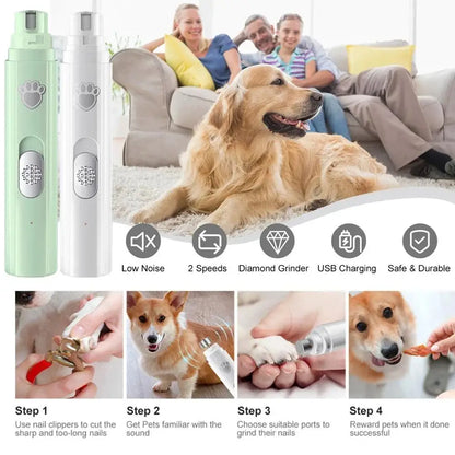 Coupe-ongles électrique pour chiens, tondeuse à ongles rechargeable par USB, sans douleur, avec meuleuse pour petits et grands animaux de compagnie