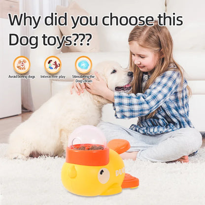 Distributeur interactif de friandises en forme de canard jaune pour chat, jouet d'entraînement durable en plastique pour chien, puzzle, mangeoire lente, jouet de divertissement pour chien.