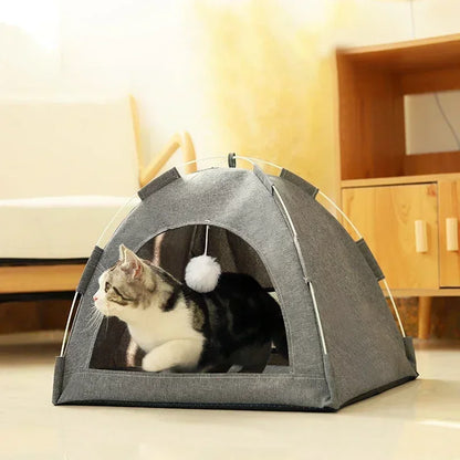 Lit Tente pour Animaux de Compagnie, Canapé-lit Amovible pour Chat, Panier en Toile, Maison Semi-fermée pour Chat, Grotte pour Chien, Lit de Couchage pour Chat pour la Décoration de la Chambre, Fournitures pour Animaux de Compagnie