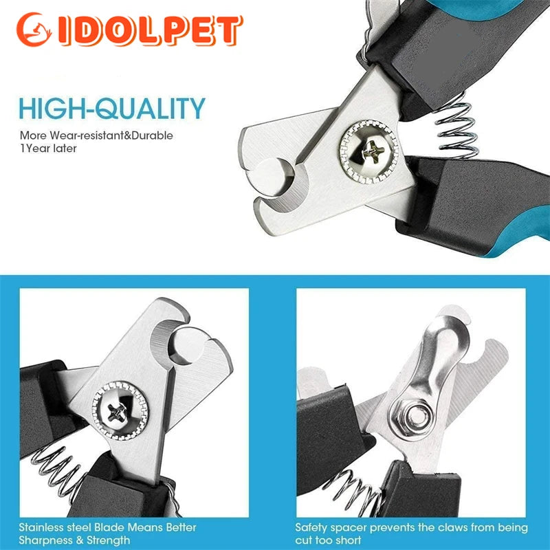 Coupe-ongles professionnel pour animaux de compagnie avec garde de sécurité Ciseaux en acier inoxydable pour chiens et chats pour le soin des griffes Fournitures de toilettage Taille unique