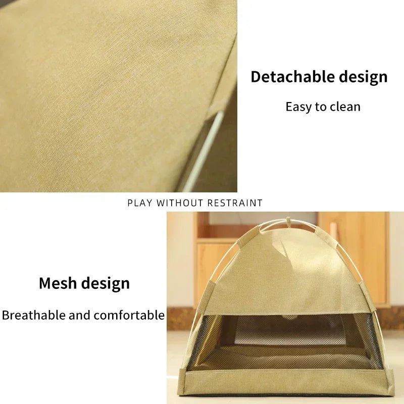 Lit Tente pour Animaux de Compagnie, Canapé-lit Amovible pour Chat, Panier en Toile, Maison Semi-fermée pour Chat, Grotte pour Chien, Lit de Couchage pour Chat pour la Décoration de la Chambre, Fournitures pour Animaux de Compagnie