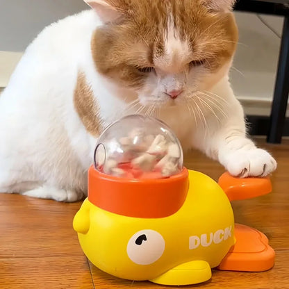 Distributeur interactif de friandises en forme de canard jaune pour chat, jouet d'entraînement durable en plastique pour chien, puzzle, mangeoire lente, jouet de divertissement pour chien.