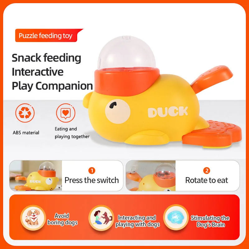 Distributeur interactif de friandises en forme de canard jaune pour chat, jouet d'entraînement durable en plastique pour chien, puzzle, mangeoire lente, jouet de divertissement pour chien.