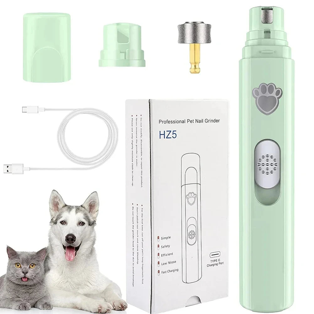 Coupe-ongles électrique pour chiens, tondeuse à ongles rechargeable par USB, sans douleur, avec meuleuse pour petits et grands animaux de compagnie