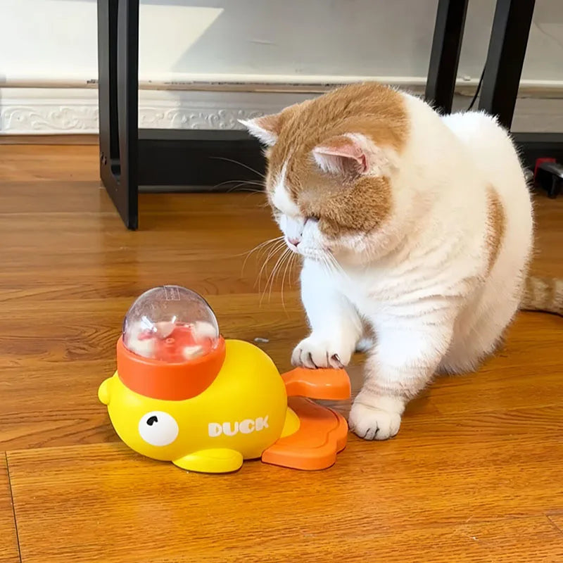 Distributeur interactif de friandises en forme de canard jaune pour chat, jouet d'entraînement durable en plastique pour chien, puzzle, mangeoire lente, jouet de divertissement pour chien.