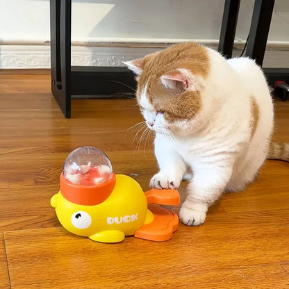 Distributeur interactif de friandises en forme de canard jaune pour chat, jouet d'entraînement durable en plastique pour chien, puzzle, mangeoire lente, jouet de divertissement pour chien.
