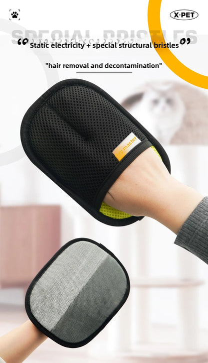 2 in 1 Pet Hair Removal Mitts for Cats Dogs Electrostatic Grooming Glove