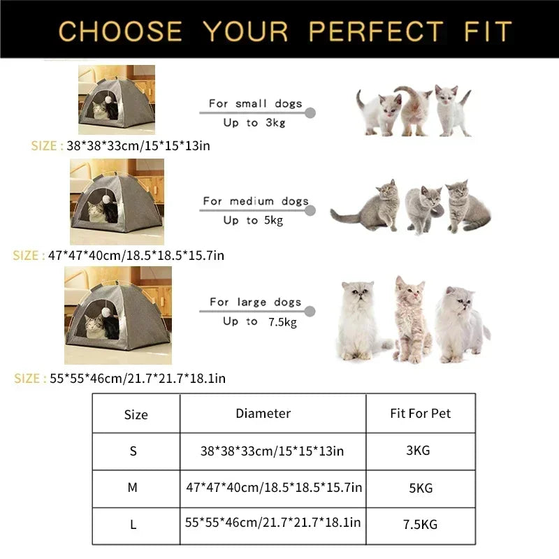 Lit Tente pour Animaux de Compagnie, Canapé-lit Amovible pour Chat, Panier en Toile, Maison Semi-fermée pour Chat, Grotte pour Chien, Lit de Couchage pour Chat pour la Décoration de la Chambre, Fournitures pour Animaux de Compagnie
