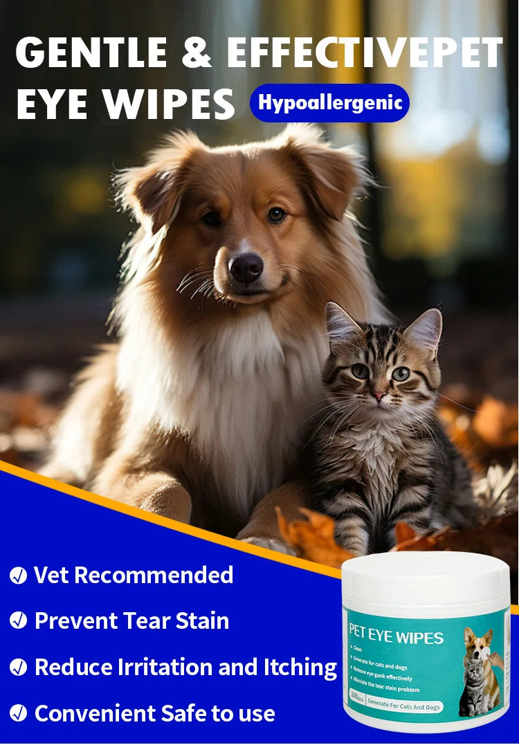 Produits de nettoyage pour animaux domestiques Lingettes oculaires pour enlever les traces de larmes Lingettes humides nettoyantes pour chats Nettoyage des yeux et élimination des traces de larmes