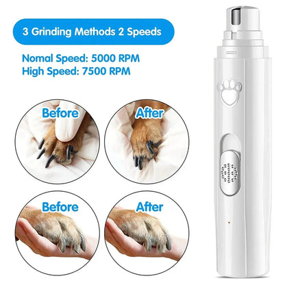 Coupe-ongles électrique pour chiens, tondeuse à ongles rechargeable par USB, sans douleur, avec meuleuse pour petits et grands animaux de compagnie