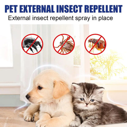 Gouttes Anti-Puces pour Animaux 60ml Tue-Puces Tiques Poux Acariens Chat Soulage les Démangeaisons Antiseptique Soin de la Peau Pulvérisateur Anti-Parasites pour Animaux