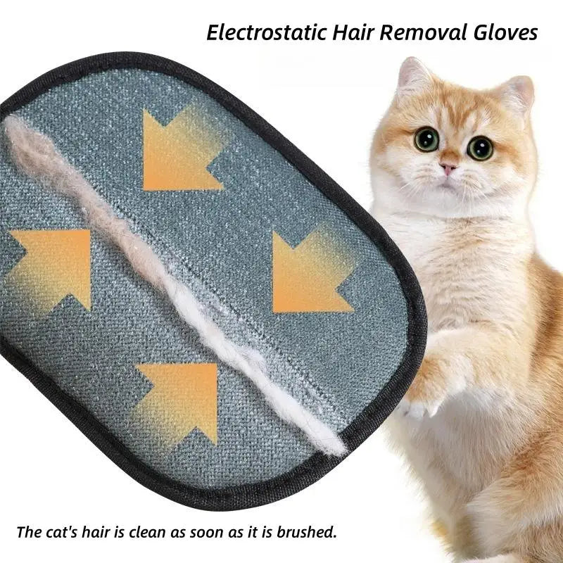 2 in 1 Pet Hair Removal Mitts for Cats Dogs Electrostatic Grooming Glove