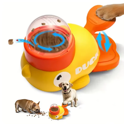 Distributeur interactif de friandises en forme de canard jaune pour chat, jouet d'entraînement durable en plastique pour chien, puzzle, mangeoire lente, jouet de divertissement pour chien.
