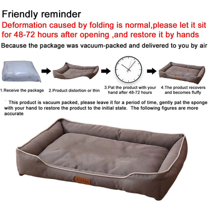 Lit pour chien carré Four Season pour grand chien, matelas résistant aux morsures, lit pour chat, lit pour chien épais et doux, canapé imperméable, maison pour animaux de compagnie